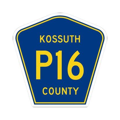 Kossuth County Route P16 IA (Iowa) (Road Sign) STICKER Vinyl Kiss-Cut Decal 3 Inch White - The Sticker Space