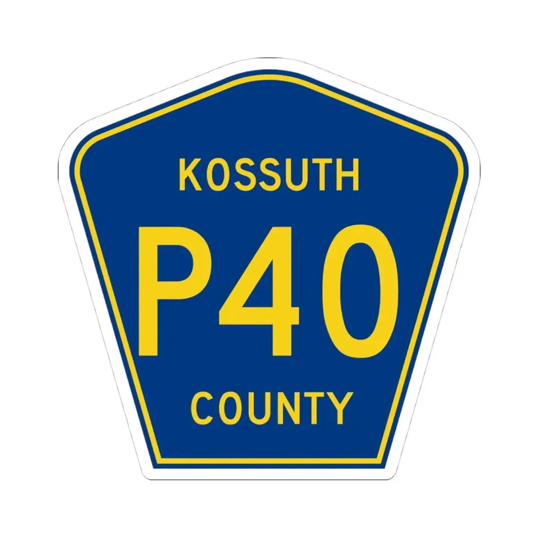 Kossuth County Route P40 IA (Iowa) (Road Sign) STICKER Vinyl Kiss-Cut Decal 4 Inch White - The Sticker Space