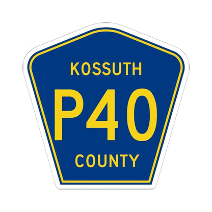 Kossuth County Route P40 IA (Iowa) (Road Sign) STICKER Vinyl Kiss-Cut Decal 6 Inch White - The Sticker Space