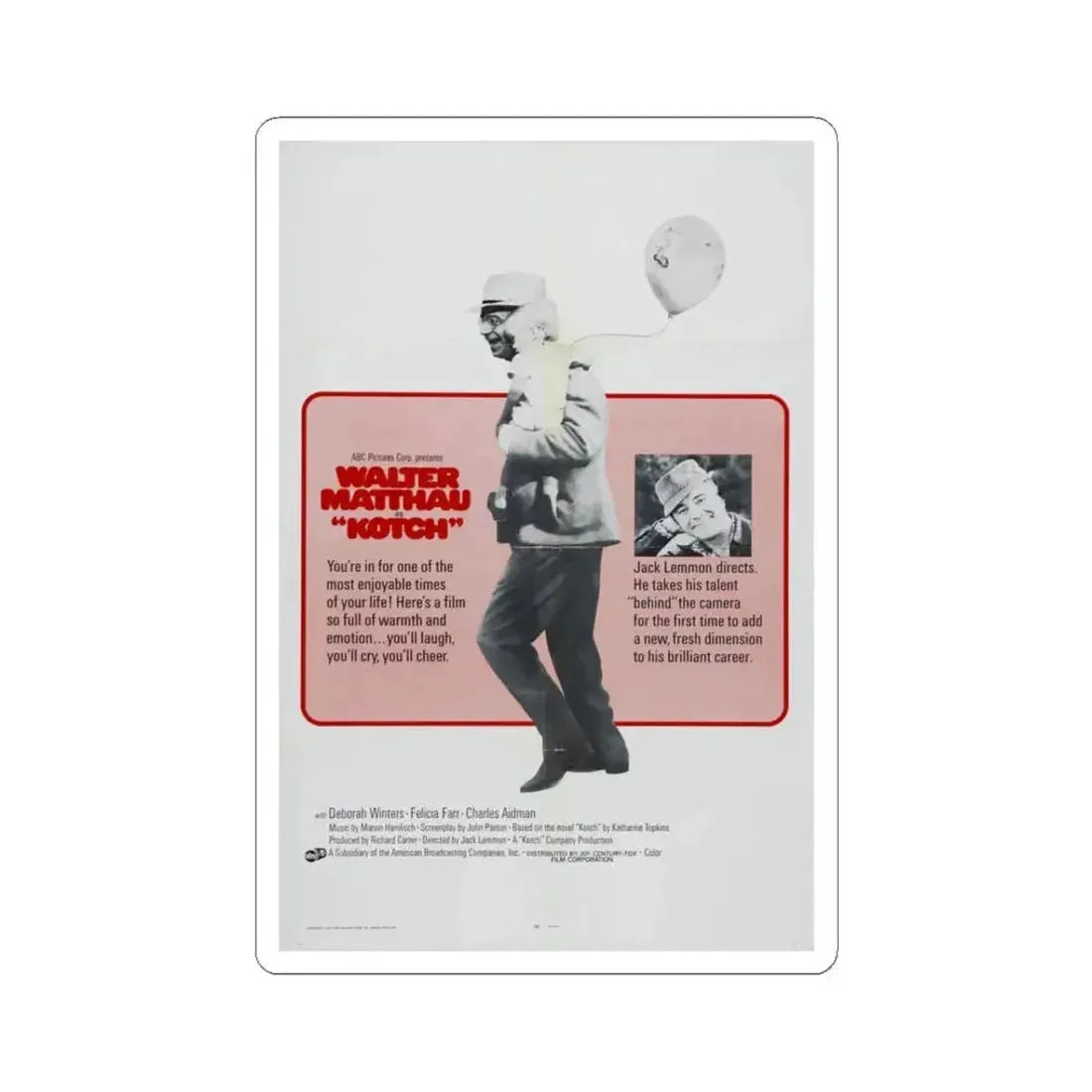 Kotch 1971 Movie Poster - STICKER Vinyl Kiss-Cut Decal 3 Inch White - The Sticker Space