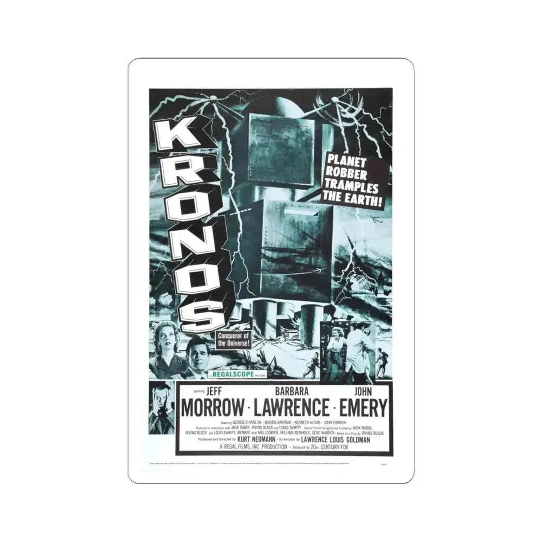 KRONOS 1957 Movie Poster - STICKER Vinyl Kiss-Cut Decal 4 Inch White - The Sticker Space