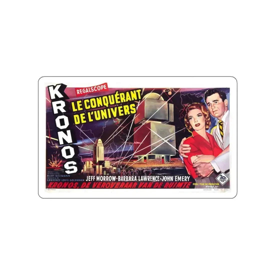 KRONOS (BELGIAN) 1957 Movie Poster STICKER Vinyl Die-Cut Decal 3 Inch - The Sticker Space
