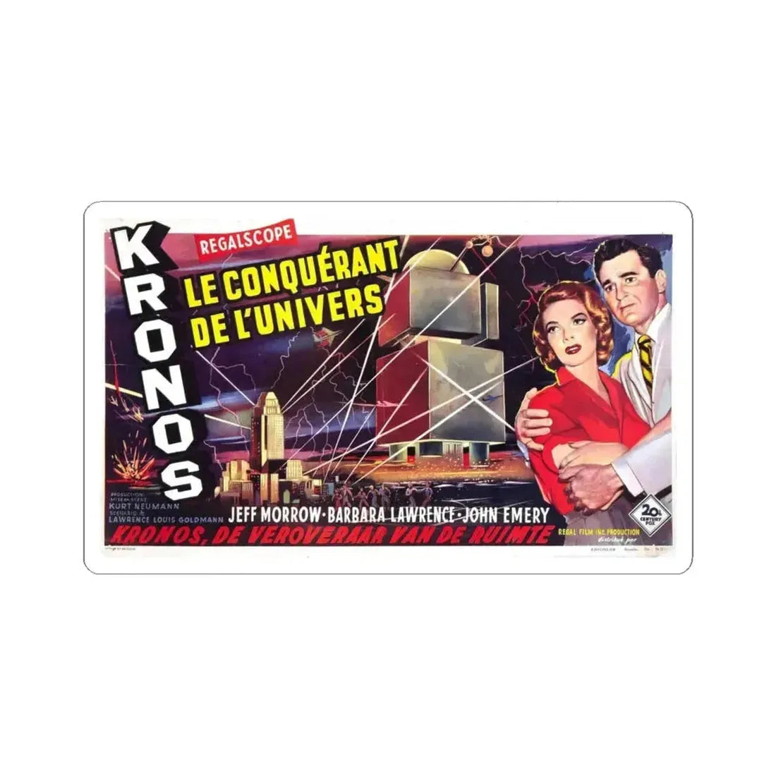 KRONOS (BELGIAN) 1957 Movie Poster - STICKER Vinyl Kiss-Cut Decal 6 Inch White - The Sticker Space