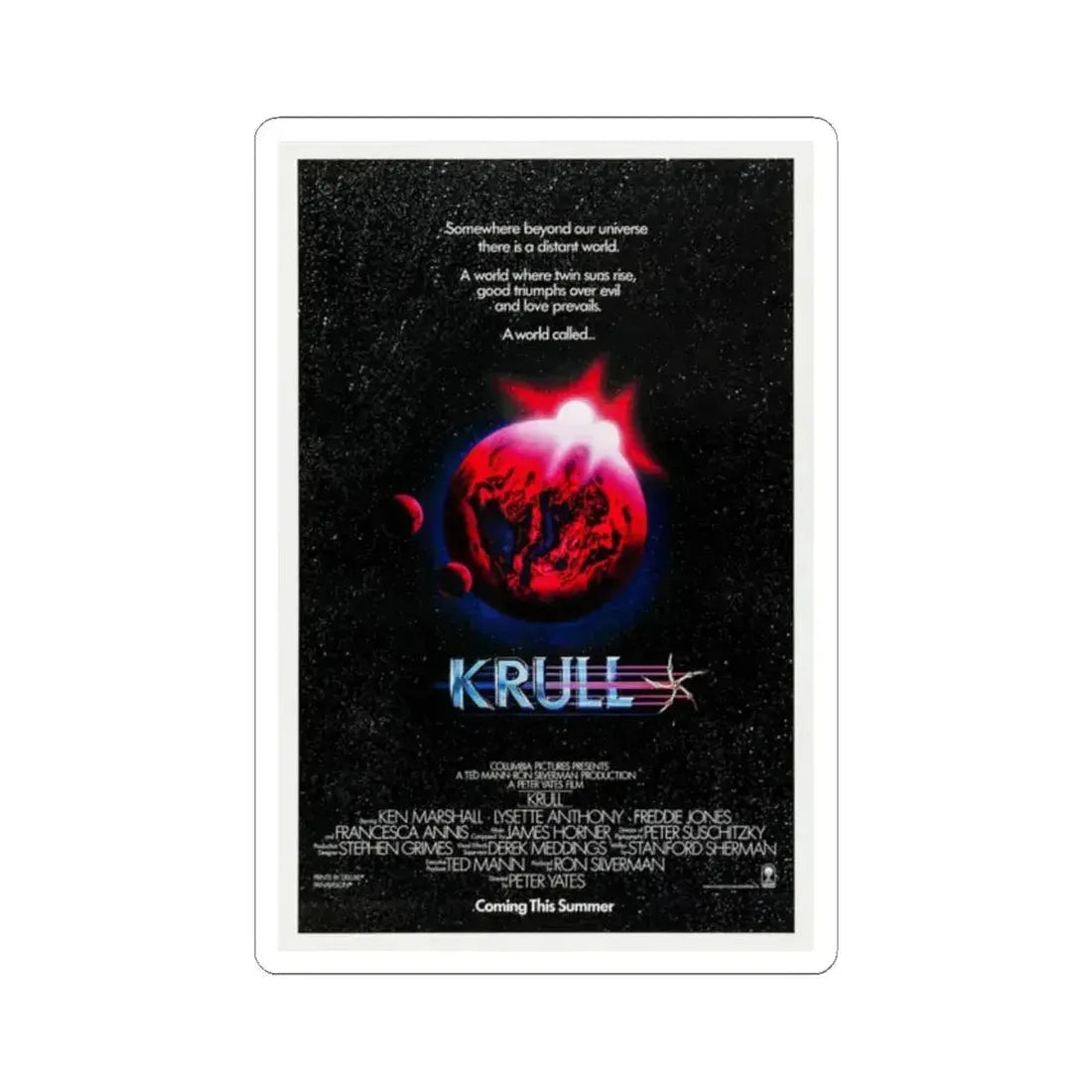 Krull 1983 Movie Poster - STICKER Vinyl Kiss-Cut Decal 2 Inch White - The Sticker Space