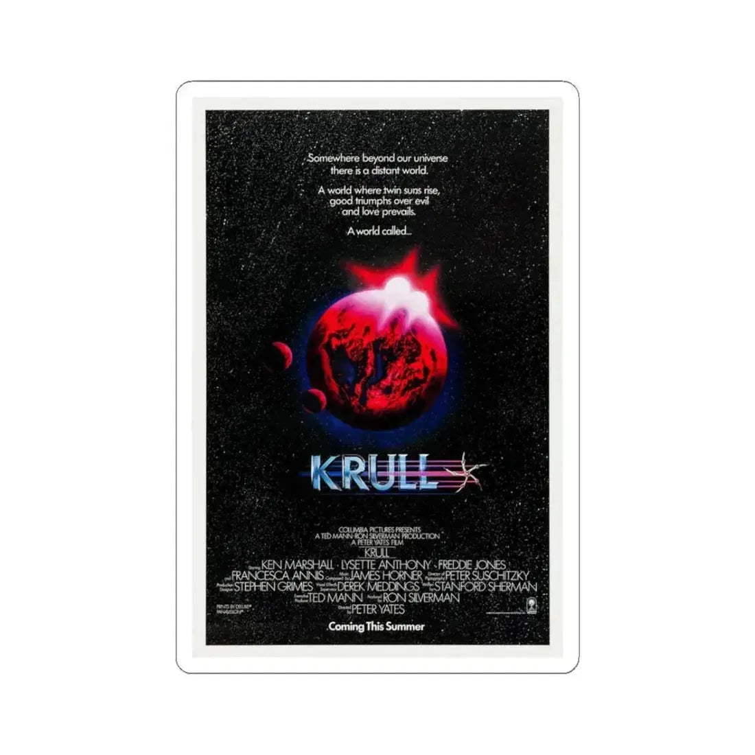 Krull 1983 Movie Poster - STICKER Vinyl Kiss-Cut Decal 3 Inch White - The Sticker Space