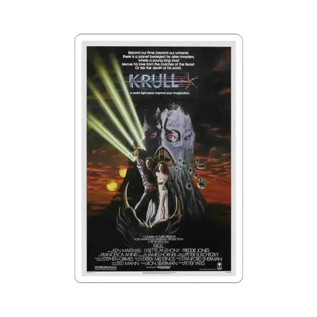 KRULL 1983 Movie Poster - STICKER Vinyl Kiss-Cut Decal 3 Inch White - The Sticker Space