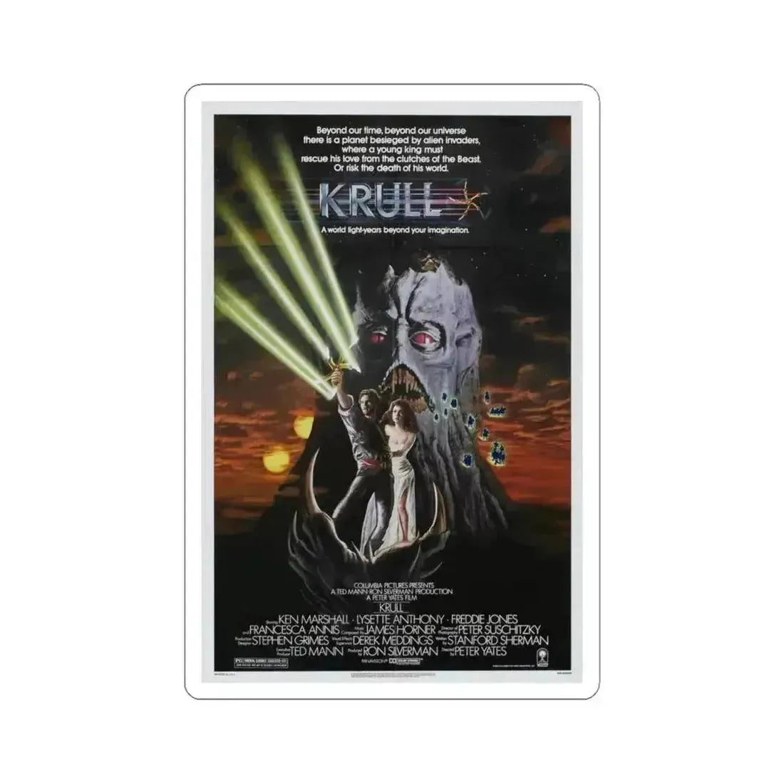 KRULL 1983 Movie Poster - STICKER Vinyl Kiss-Cut Decal 4 Inch White - The Sticker Space