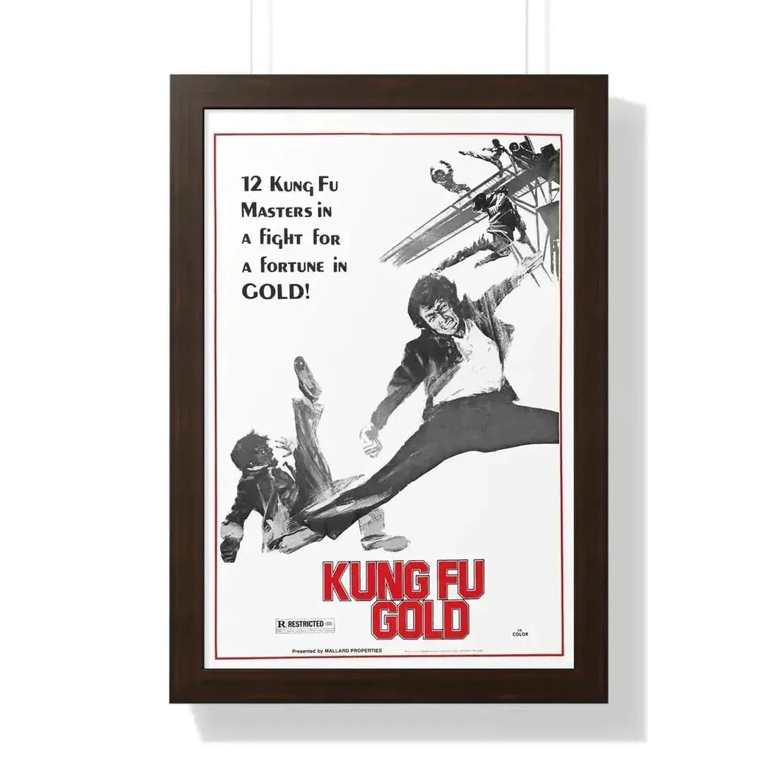 KUNG FU GOLD 1974 - Framed Movie Poster 16″ x 24″ Walnut - The Sticker Space