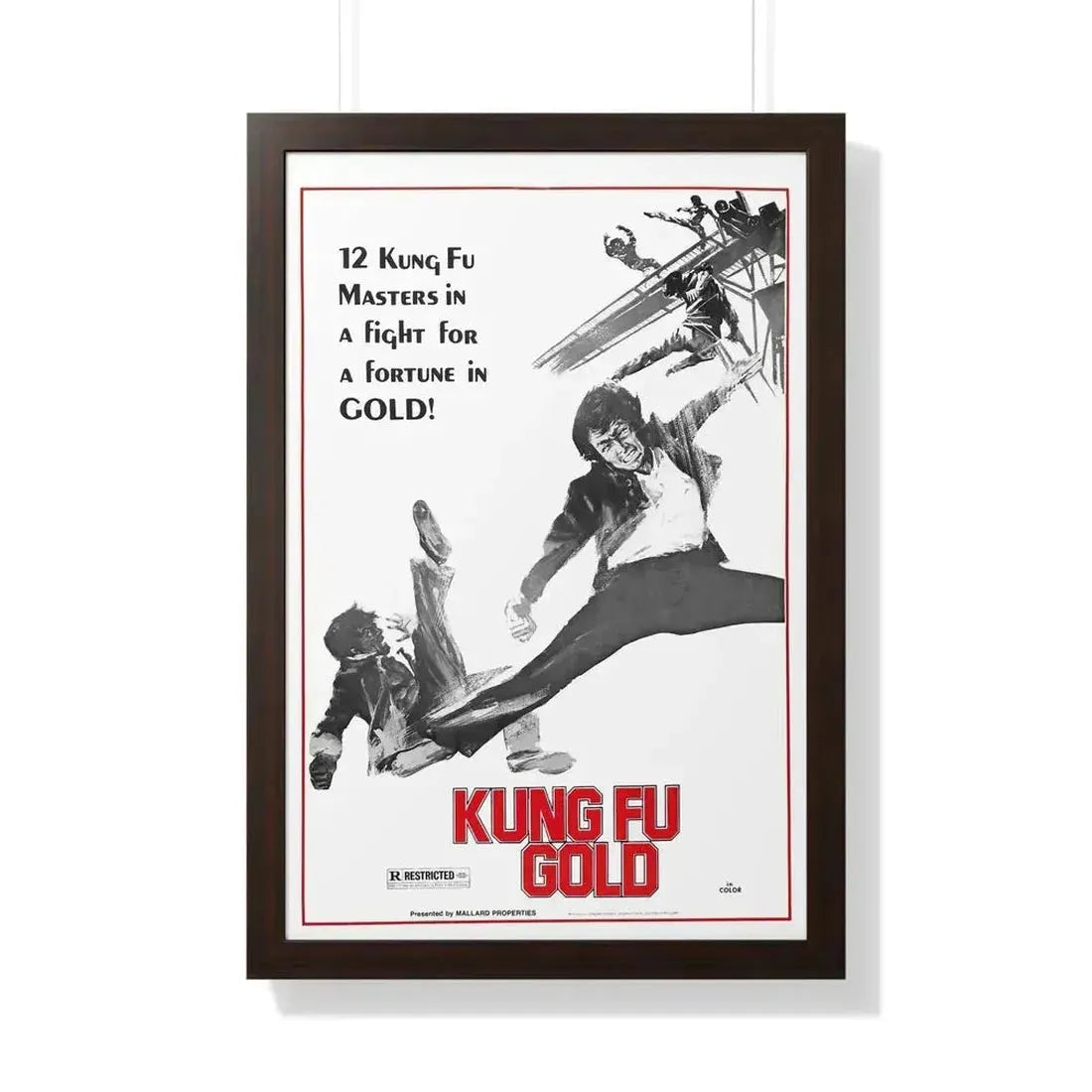 KUNG FU GOLD 1974 - Framed Movie Poster 20" x 30" Walnut - The Sticker Space