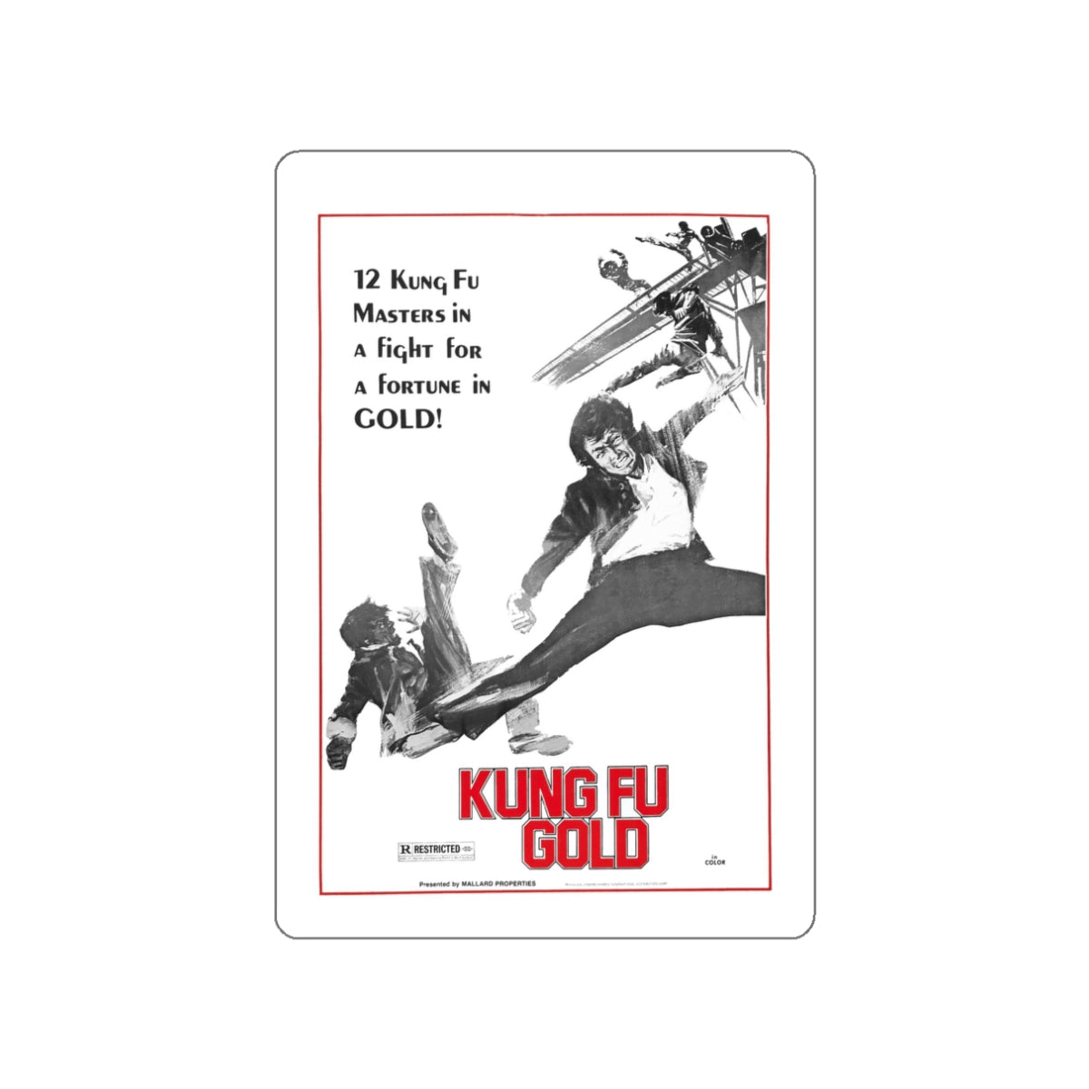 KUNG FU GOLD 1974 Movie Poster STICKER Vinyl Die-Cut Decal-3 Inch-The Sticker Space