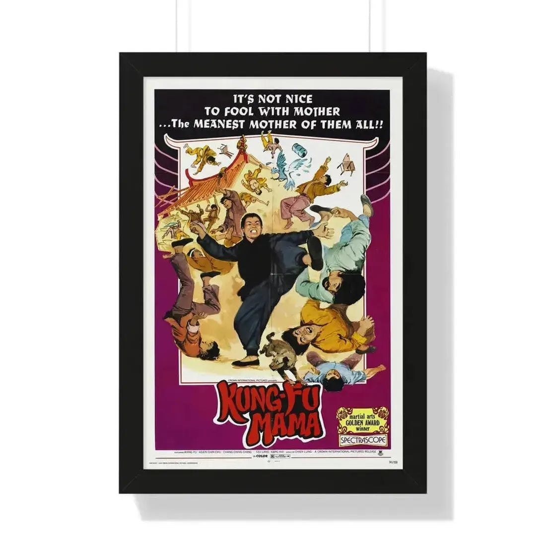 KUNG-FU MAMA 1973 - Framed Movie Poster 16″ x 24″ Black - The Sticker Space