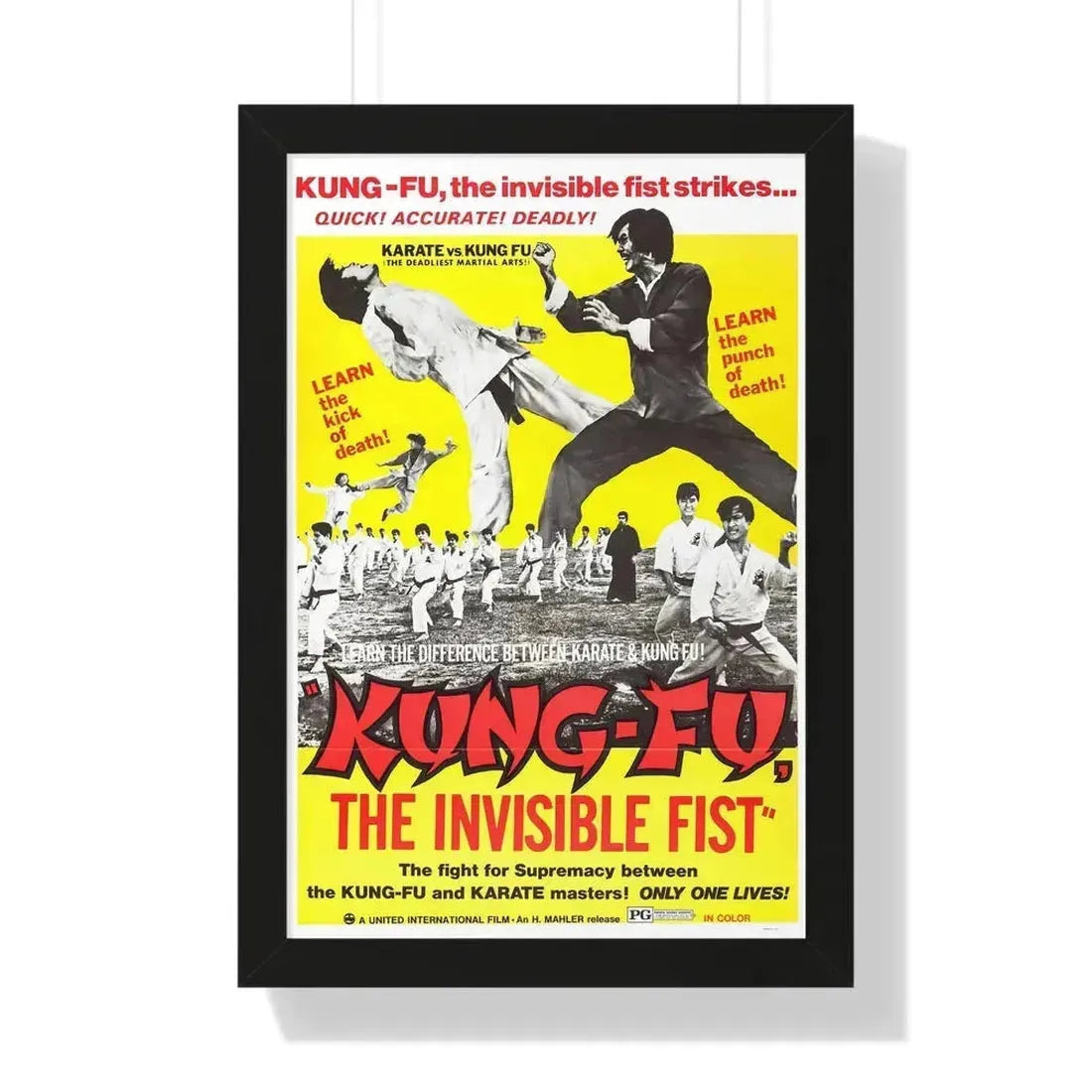 KUNG FU THE INVISIBLE FIST 1972 - Framed Movie Poster 16″ x 24″ Black - The Sticker Space