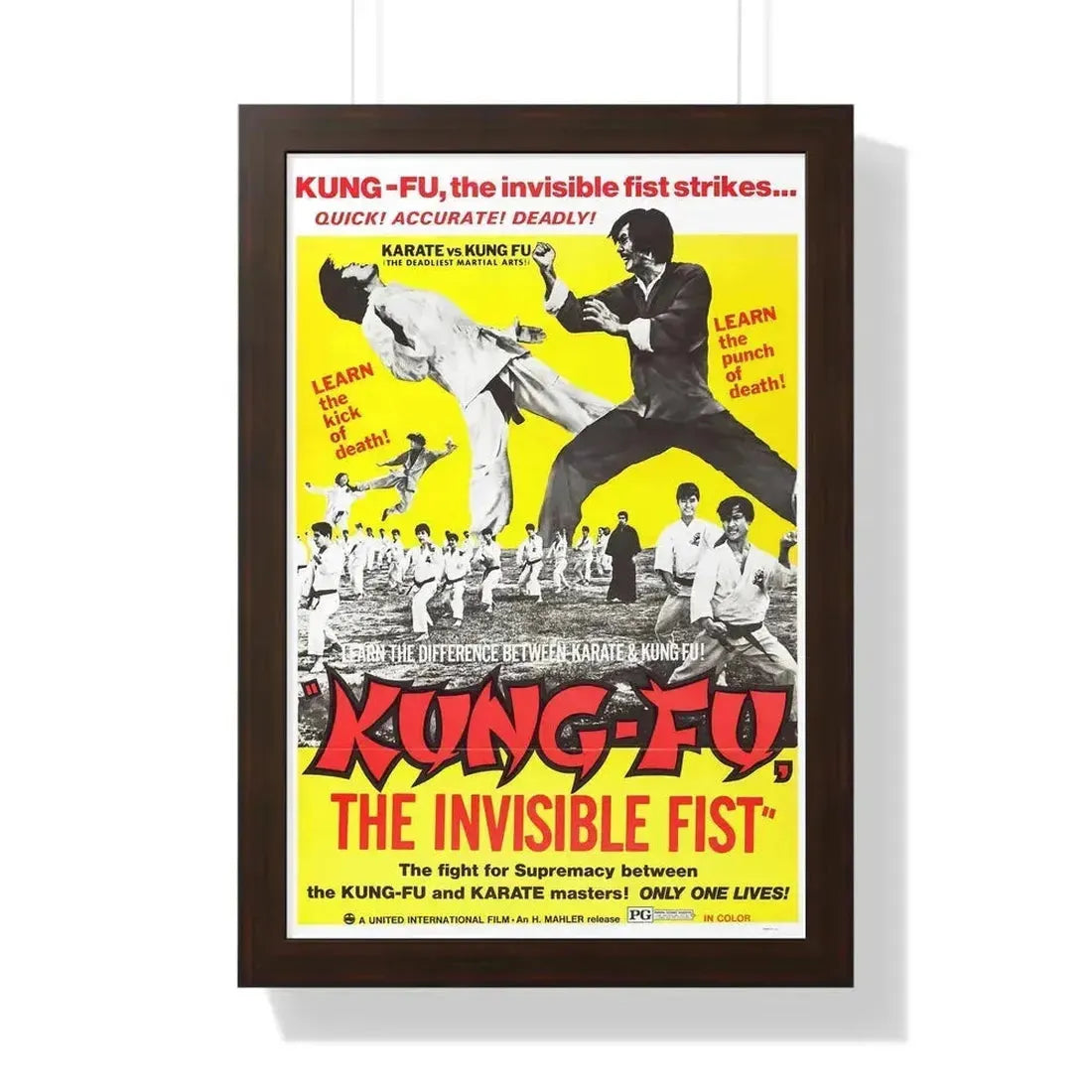 KUNG FU THE INVISIBLE FIST 1972 - Framed Movie Poster 16″ x 24″ Walnut - The Sticker Space