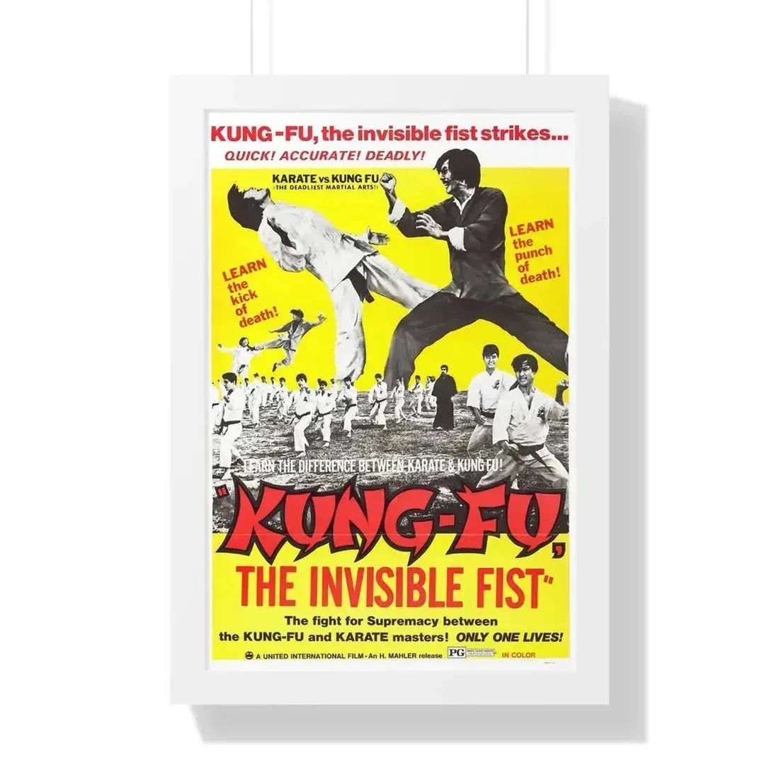 KUNG FU THE INVISIBLE FIST 1972 - Framed Movie Poster 16″ x 24″ White - The Sticker Space