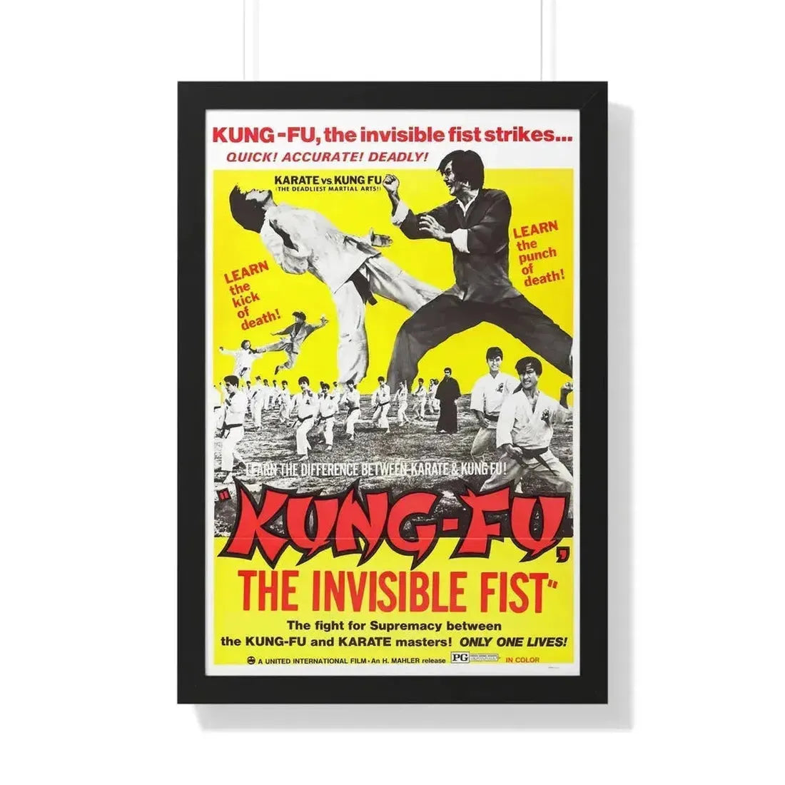 KUNG FU THE INVISIBLE FIST 1972 - Framed Movie Poster 20" x 30" Black - The Sticker Space
