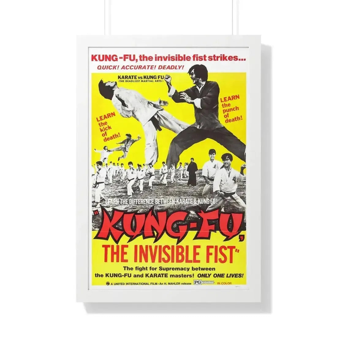 KUNG FU THE INVISIBLE FIST 1972 - Framed Movie Poster 20" x 30" White - The Sticker Space