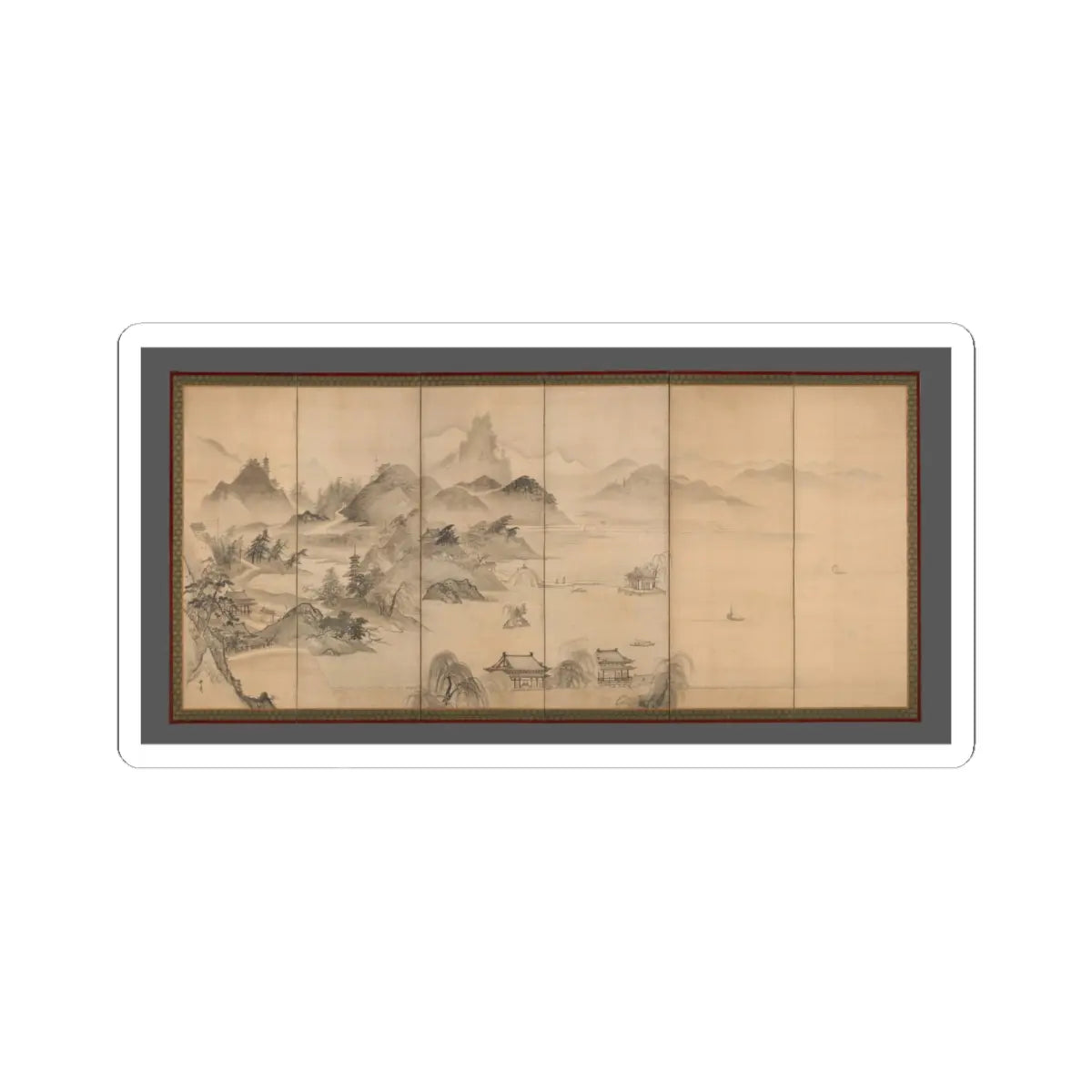 Kusumi Morikage - View of West Lake - mid- to late 17th century v2 - STICKER Vinyl Kiss-Cut Decal