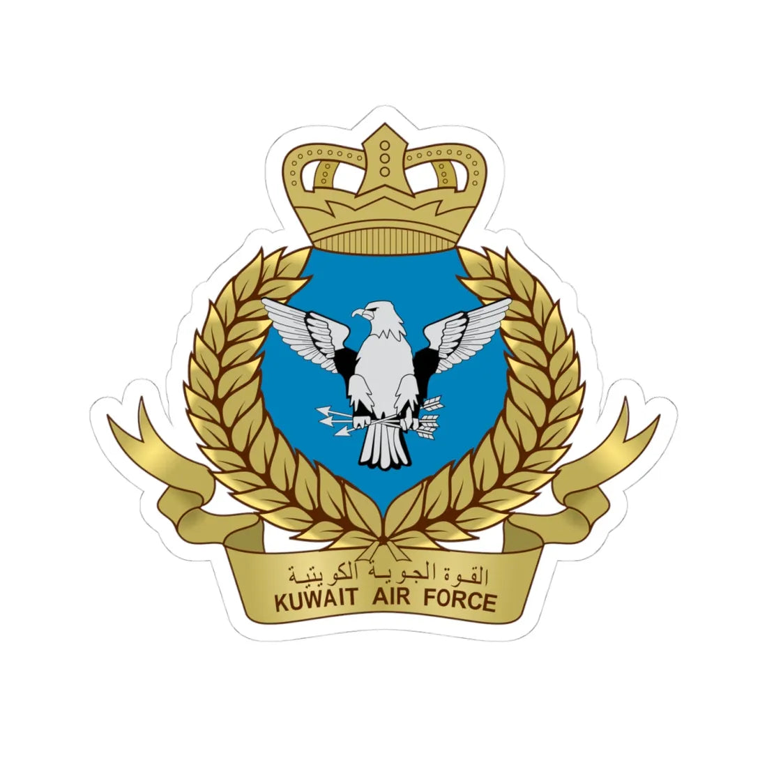 Kuwait Air Force emblem (Kuwait) (Coat of Arms) STICKER Vinyl Kiss-Cut Decal 4 Inch White - The Sticker Space