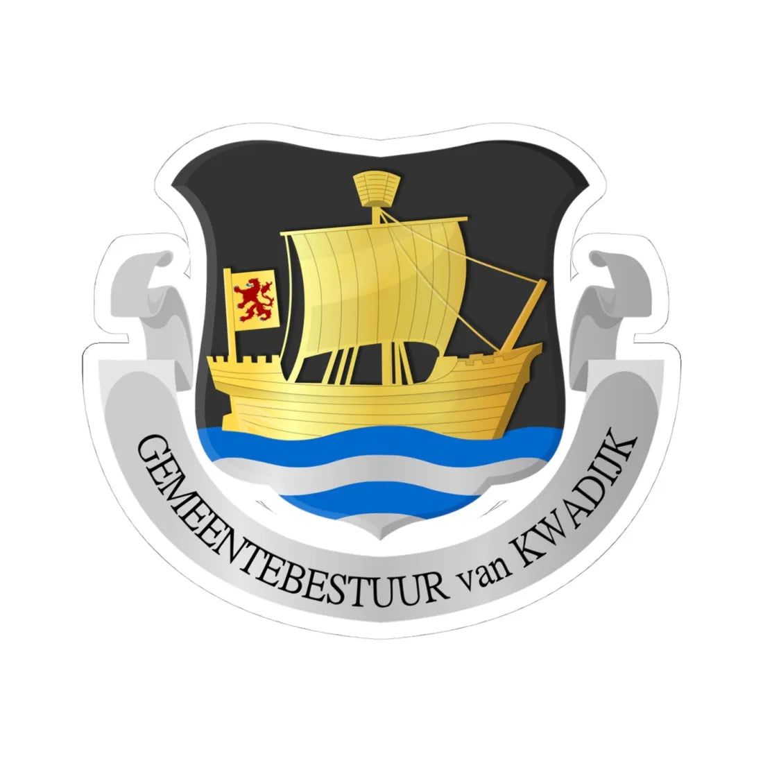 Kwadijk wapen (Netherlands) (Coat of Arms) STICKER Vinyl Kiss-Cut Decal 4 Inch White - The Sticker Space