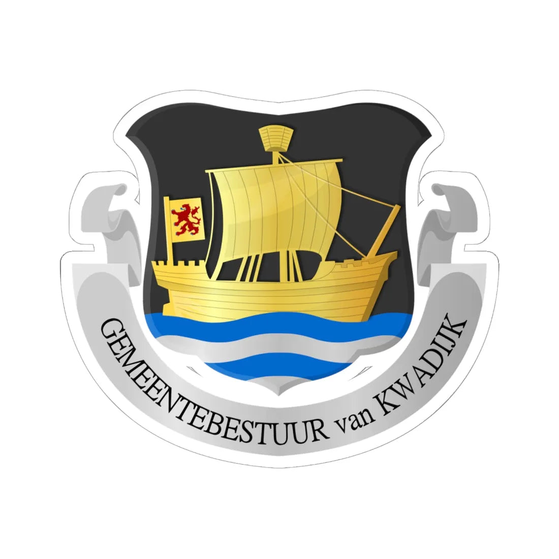 Kwadijk wapen (Netherlands) (Coat of Arms) STICKER Vinyl Kiss-Cut Decal 6 Inch White - The Sticker Space