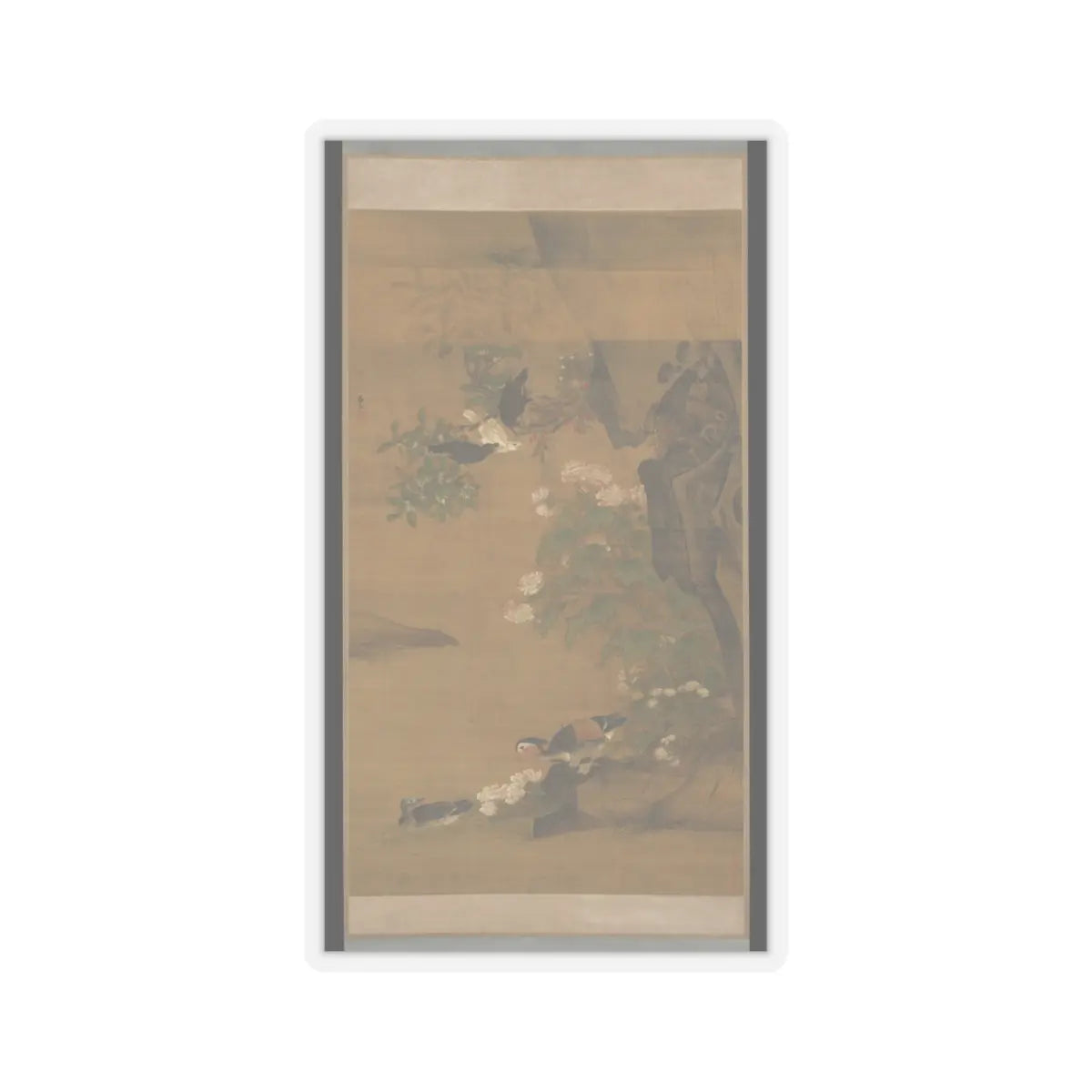 Lü Ji - Mandarin ducks and cotton rose hibiscus - late 15th century v1 - STICKER Vinyl Kiss-Cut Decal