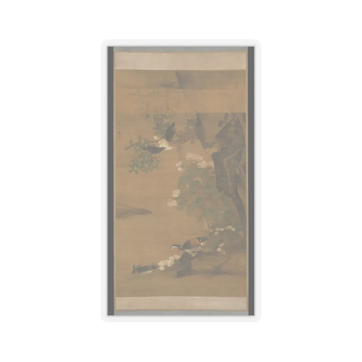 Lü Ji - Mandarin ducks and cotton rose hibiscus - late 15th century v1 - STICKER Vinyl Kiss-Cut Decal