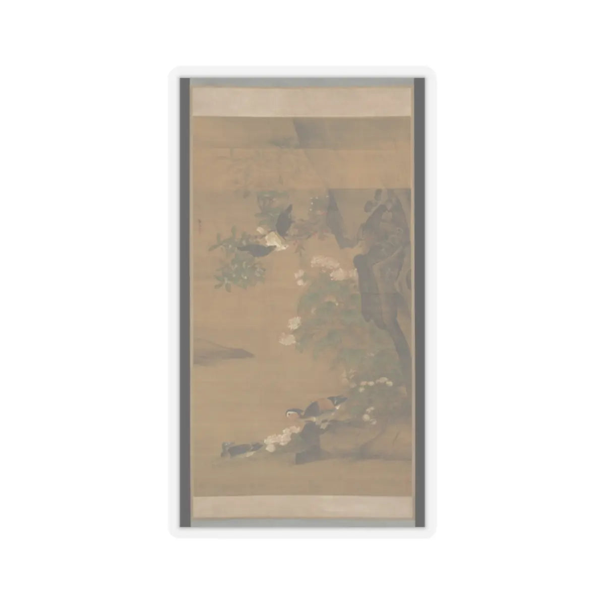 Lü Ji - Mandarin ducks and cotton rose hibiscus - late 15th century v1 - STICKER Vinyl Kiss-Cut Decal