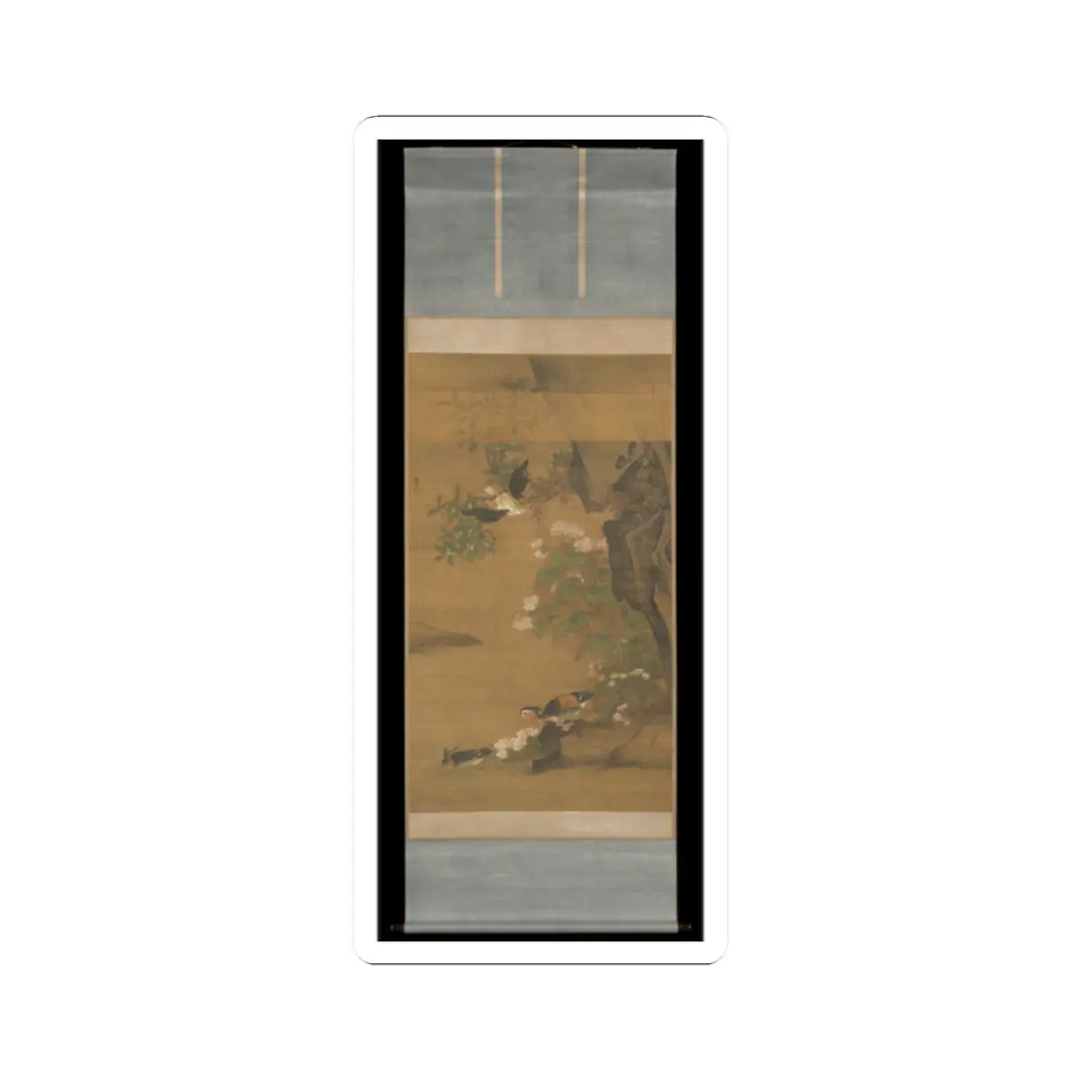 Lü Ji - Mandarin ducks and cotton rose hibiscus - late 15th century v2 - STICKER Vinyl Kiss-Cut Decal