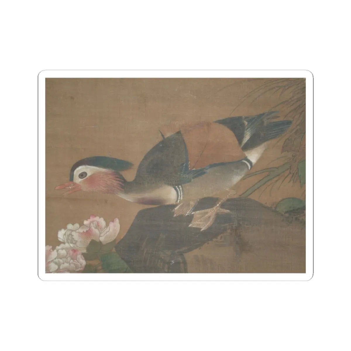 Lü Ji - Mandarin ducks and cotton rose hibiscus - late 15th century v6 - STICKER Vinyl Kiss-Cut Decal