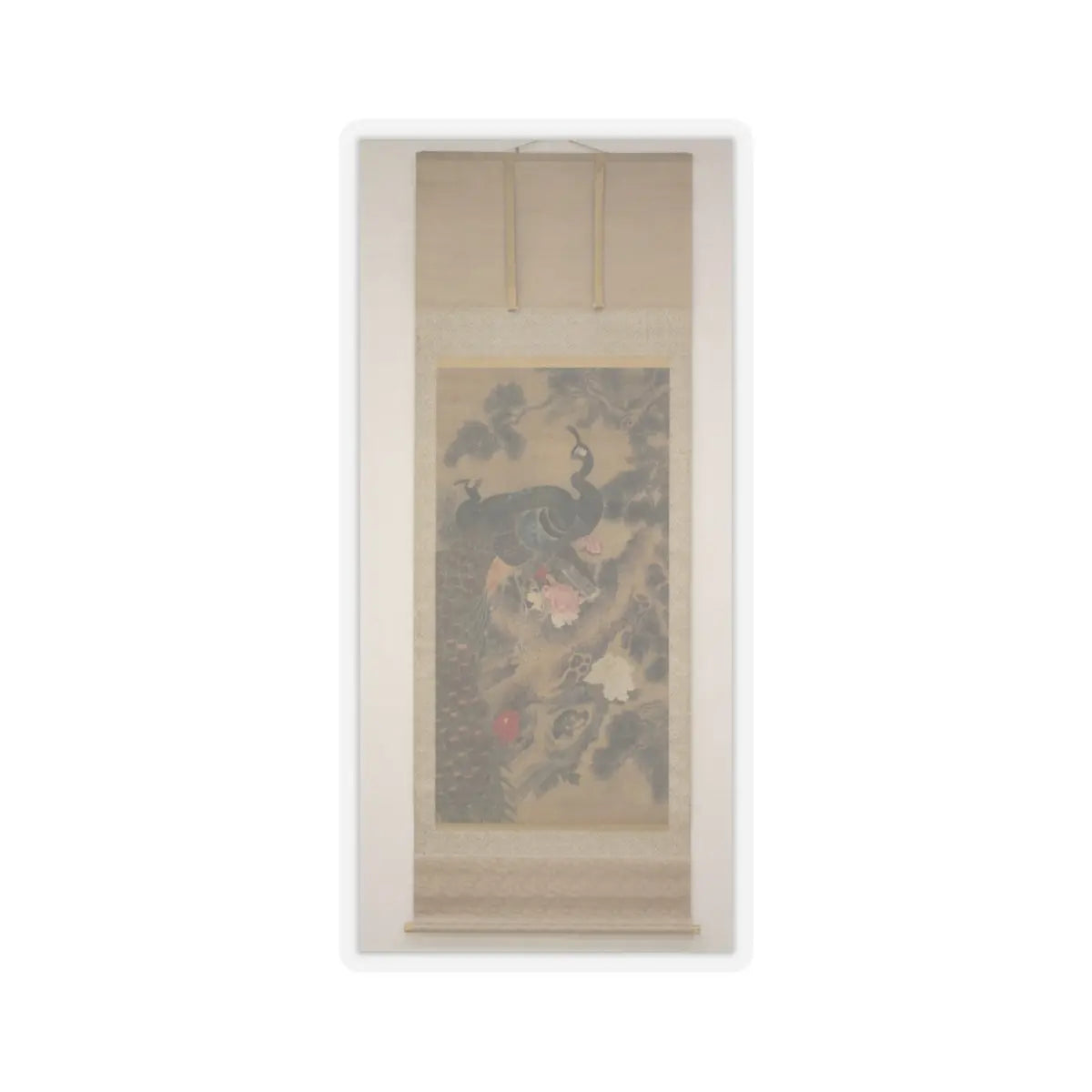 Lü Ji 呂紀 - Peacocks, Pine Tree, and Peonies - probably 19th century v5 - STICKER Vinyl Kiss-Cut Decal