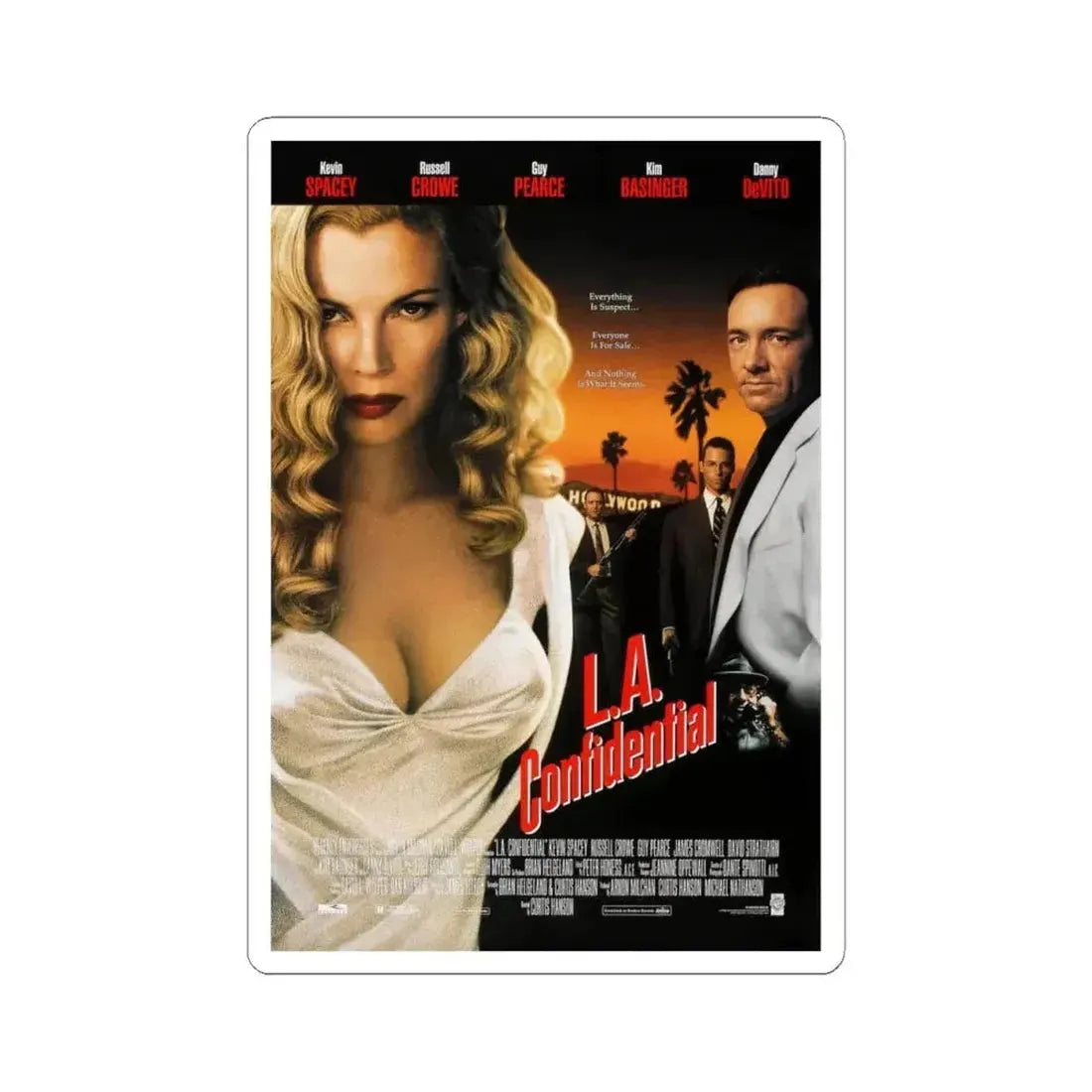 LA Confidential 1997 Movie Poster - STICKER Vinyl Kiss-Cut Decal 4 Inch White - The Sticker Space