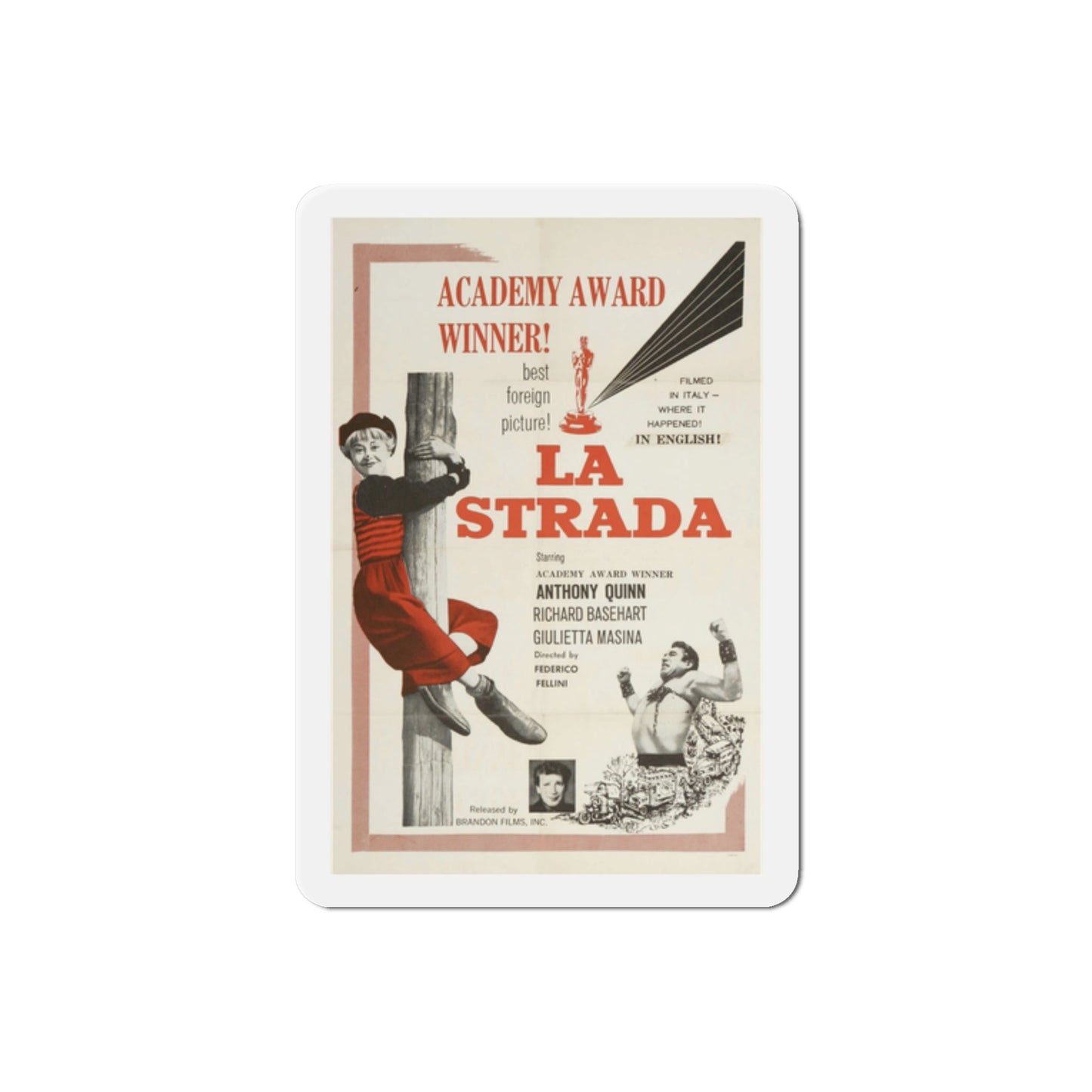 La Strada 1954 Movie Poster Die-Cut Magnet-2 Inch-The Sticker Space