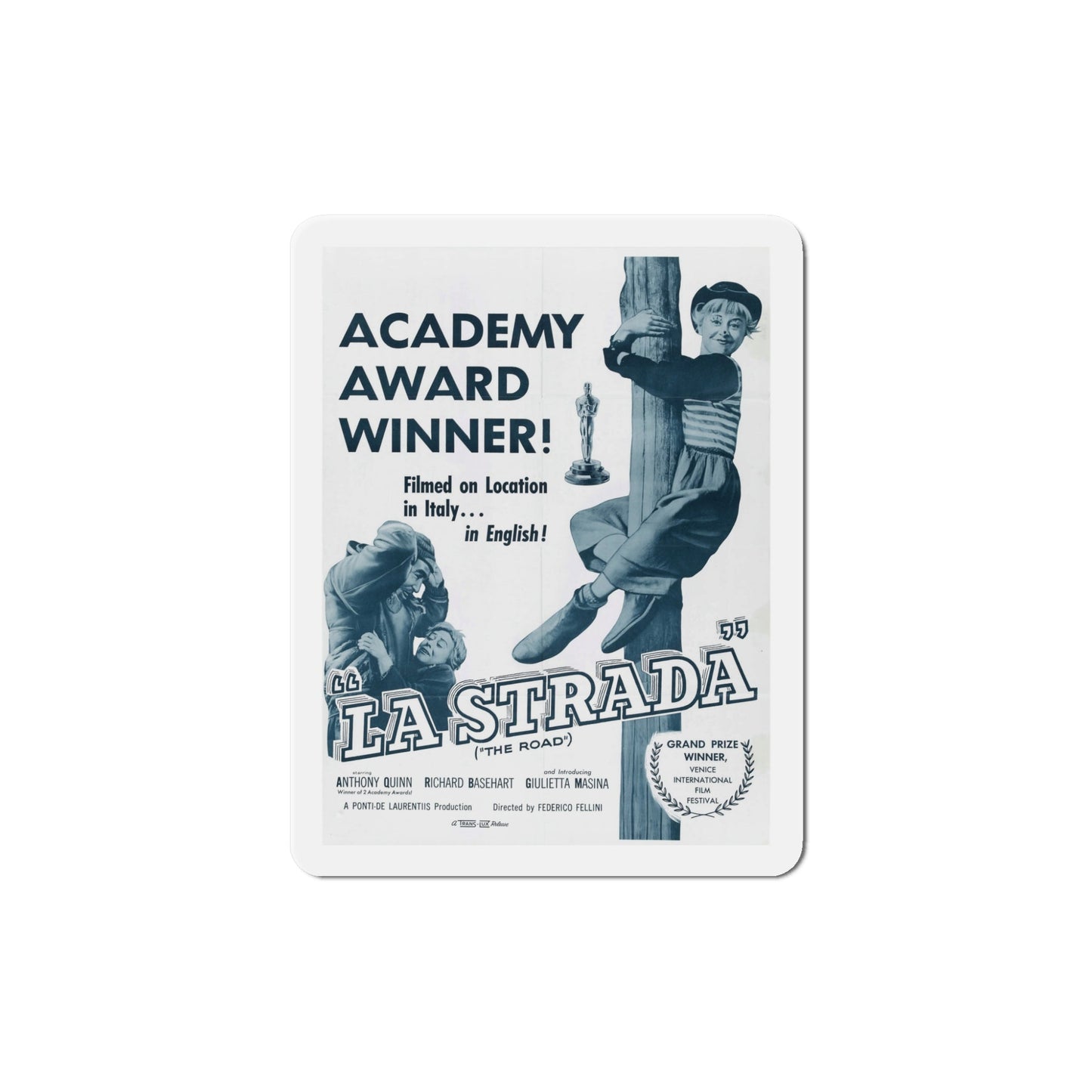 La Strada 1954 v2 Movie Poster Die-Cut Magnet-5 Inch-The Sticker Space