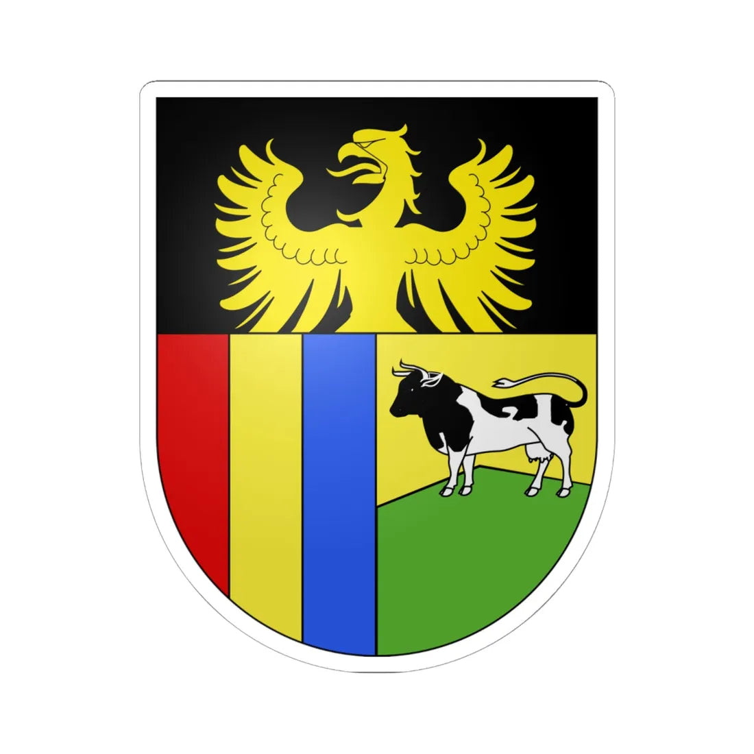 La Verrerie-coat of arms (Switzerland) (Coat of Arms) STICKER Vinyl Kiss-Cut Decal 6 Inch White - The Sticker Space