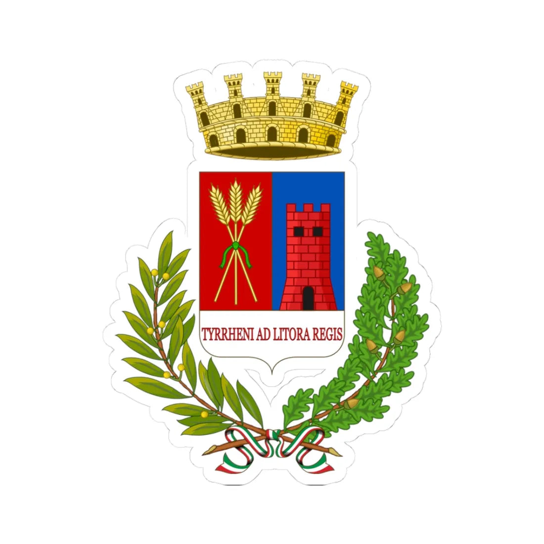 Ladispoli-Stemma (Italy) (Coat of Arms) STICKER Vinyl Kiss-Cut Decal 3 Inch White - The Sticker Space