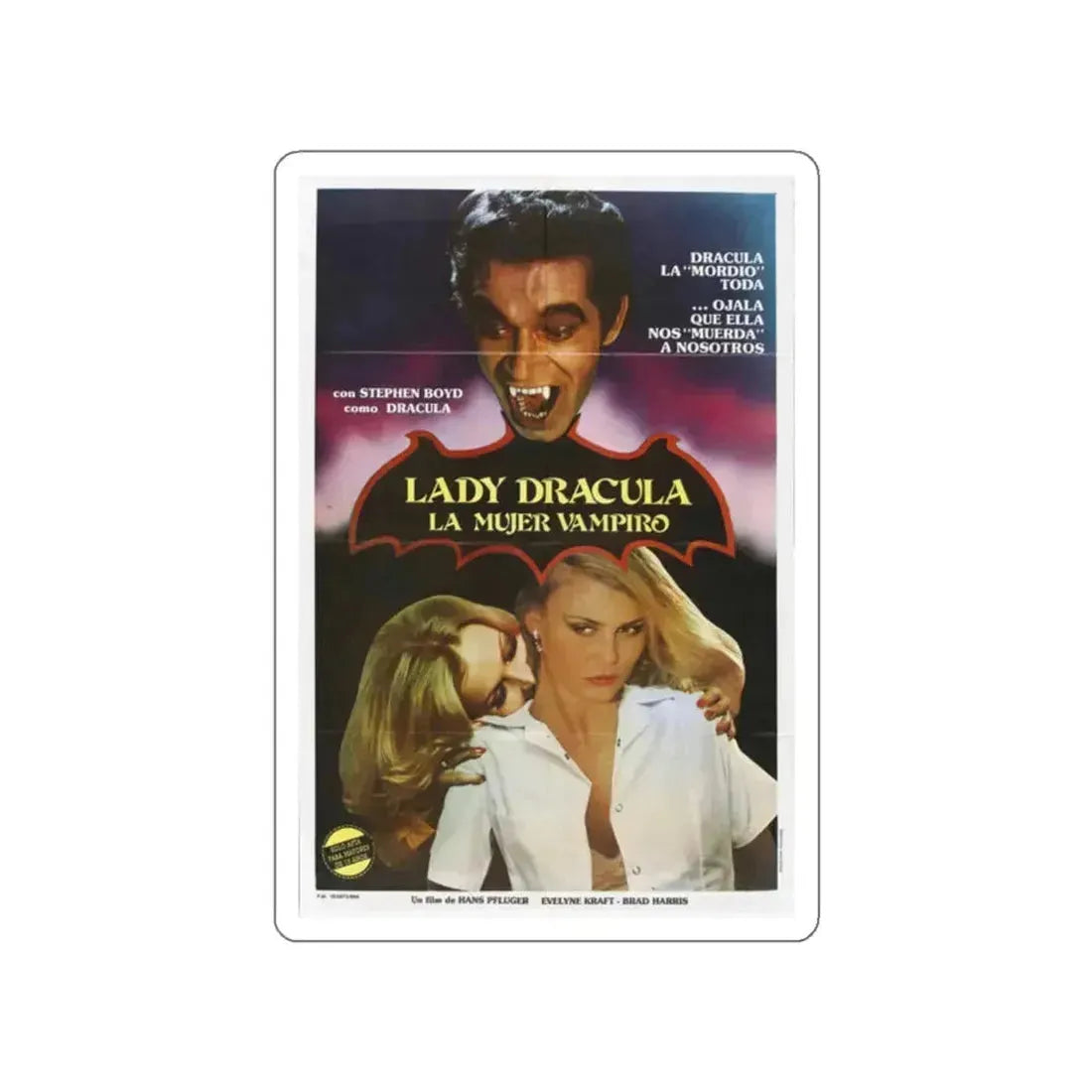 LADY DRACULA 1977 Movie Poster STICKER Vinyl Die-Cut Decal 2 Inch - The Sticker Space