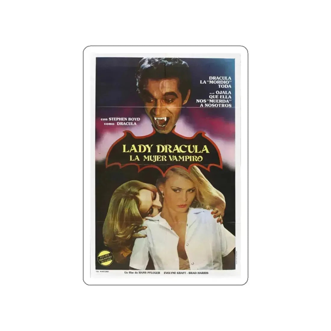 LADY DRACULA 1977 Movie Poster STICKER Vinyl Die-Cut Decal 4 Inch - The Sticker Space