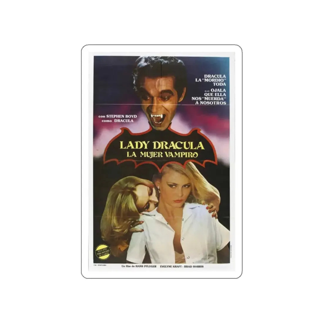 LADY DRACULA 1977 Movie Poster STICKER Vinyl Die-Cut Decal - The Sticker Space