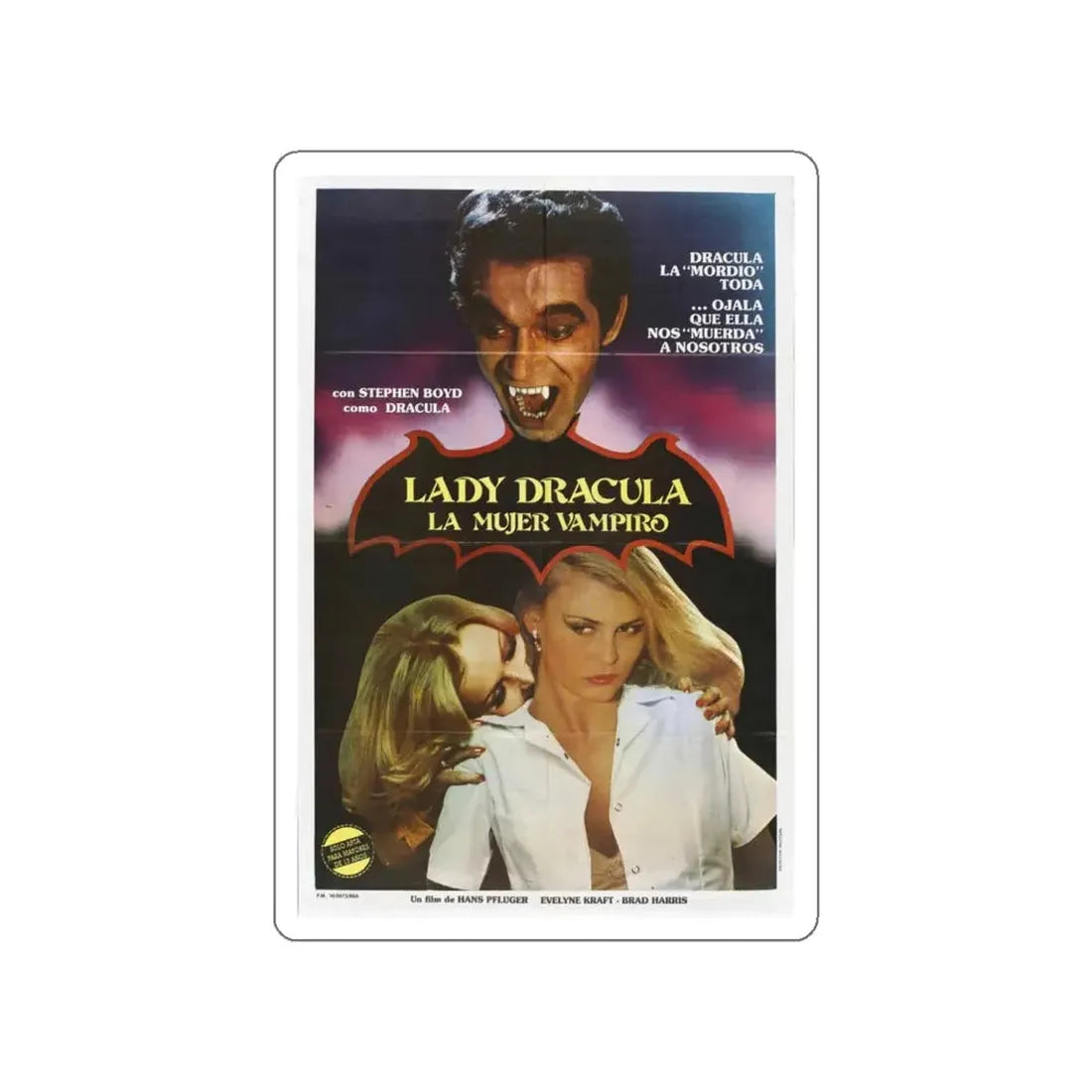 LADY DRACULA 1977 Movie Poster STICKER Vinyl Die-Cut Decal - The Sticker Space