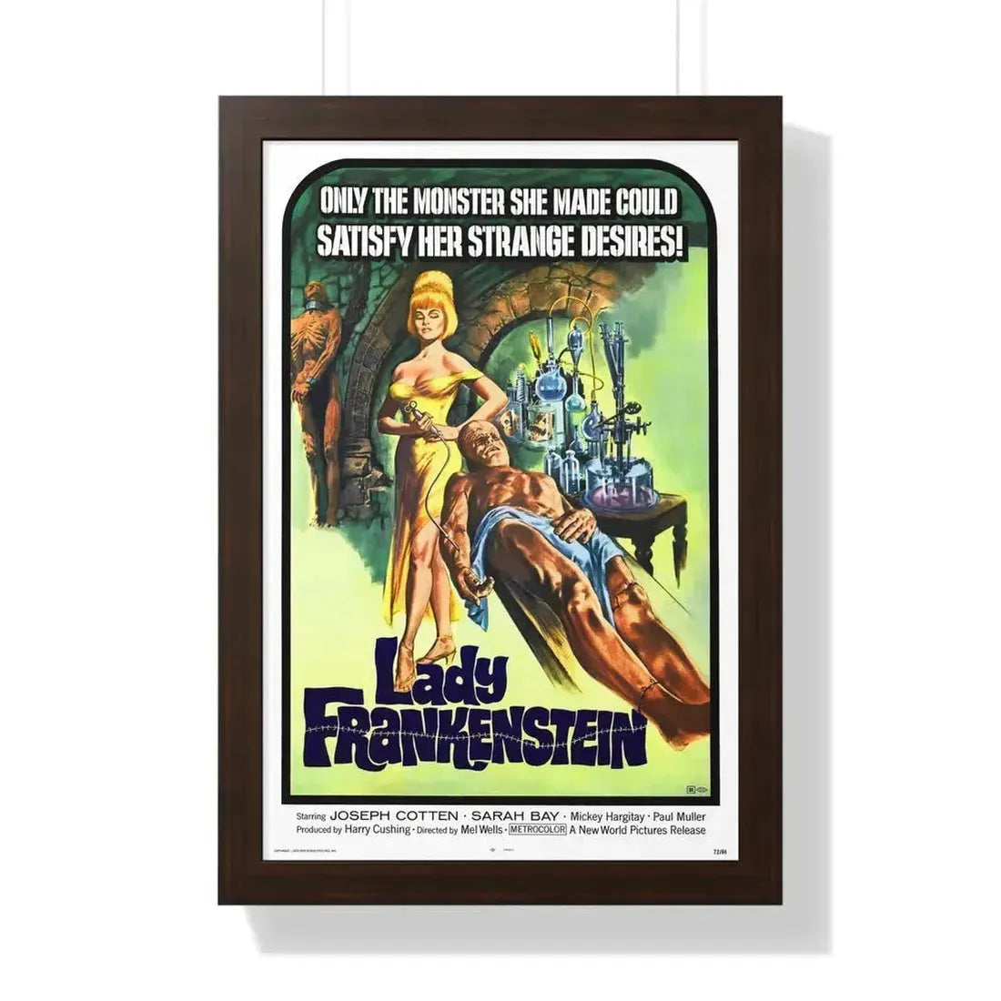 LADY FRANKENSTEIN 1971 - Framed Movie Poster 16″ x 24″ Walnut - The Sticker Space