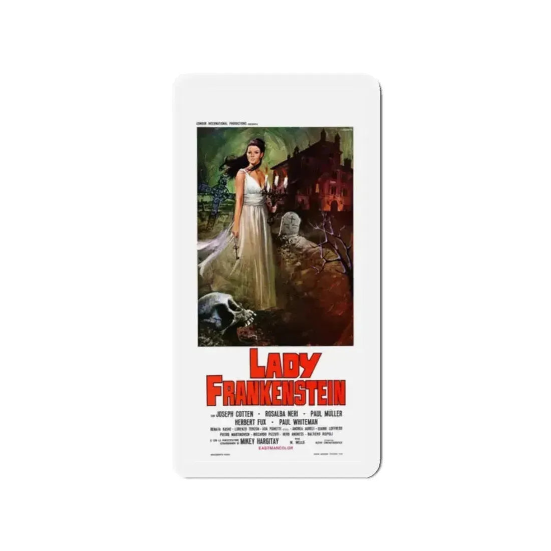LADY FRANKENSTEIN (ITALIAN) 1971 Movie Poster - Refrigerator Magnet 2 Inch Die-Cut - The Sticker Space