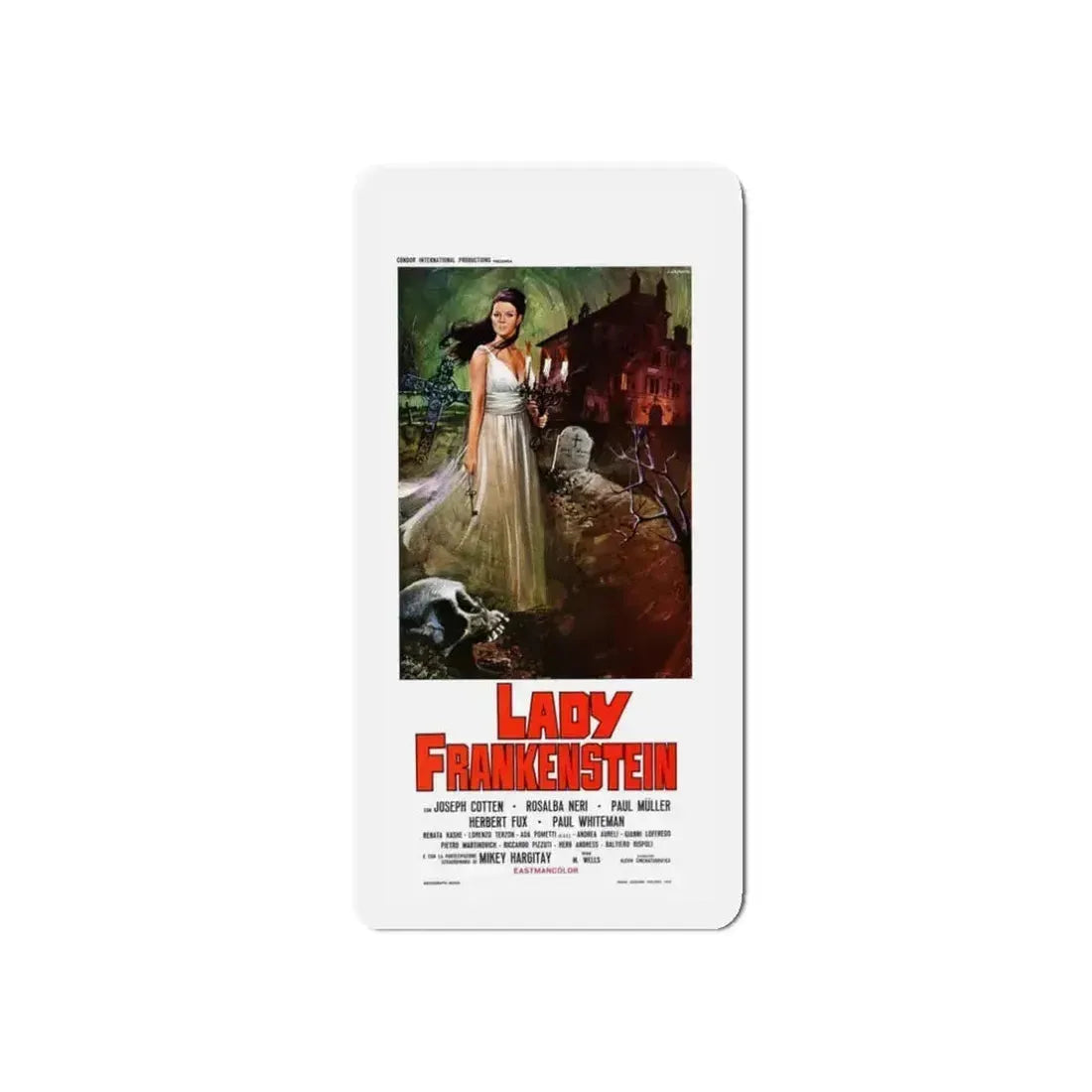 LADY FRANKENSTEIN (ITALIAN) 1971 Movie Poster - Refrigerator Magnet 3 Inch Die-Cut - The Sticker Space