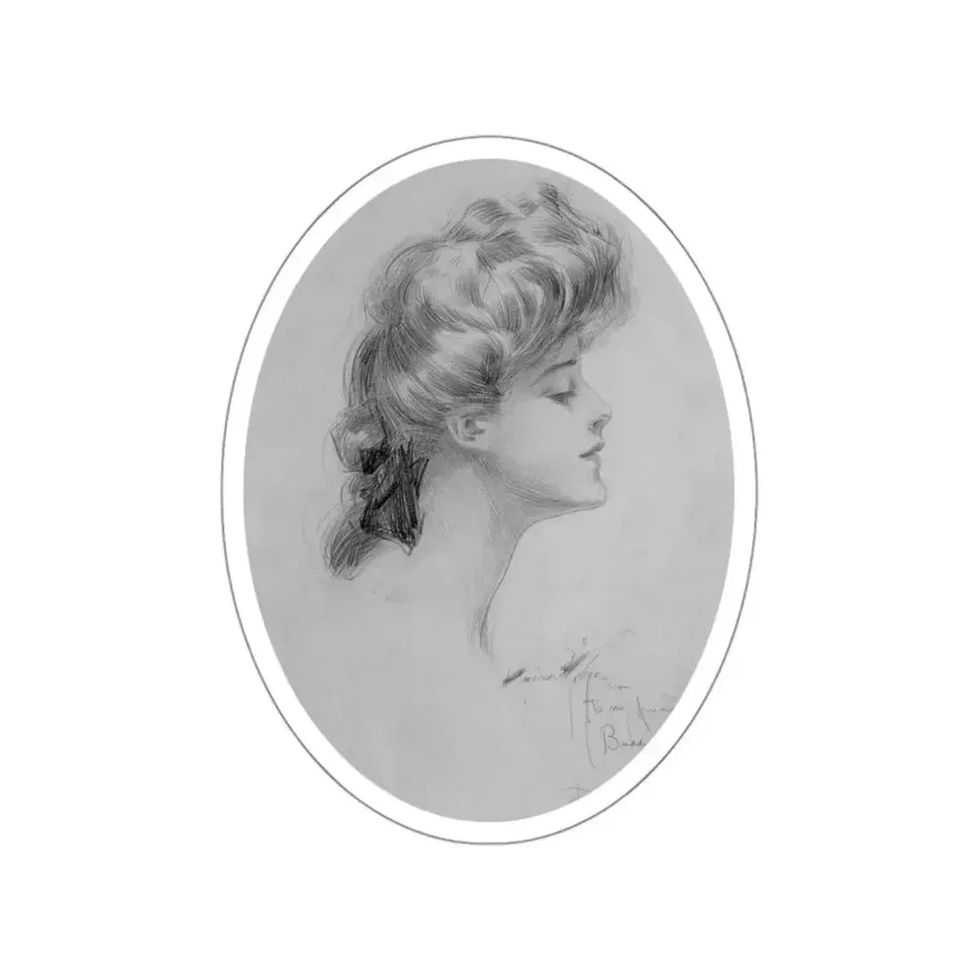 Lady in Profile, 1904 (Magazine Illustration) STICKER Vinyl Die-Cut Decal White Die-Cut 3 Inch - The Sticker Space