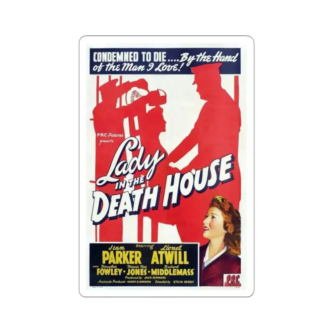 LADY IN THE DEATH HOUSE 1944 Movie Poster - STICKER Vinyl Kiss-Cut Decal 6 Inch White - The Sticker Space