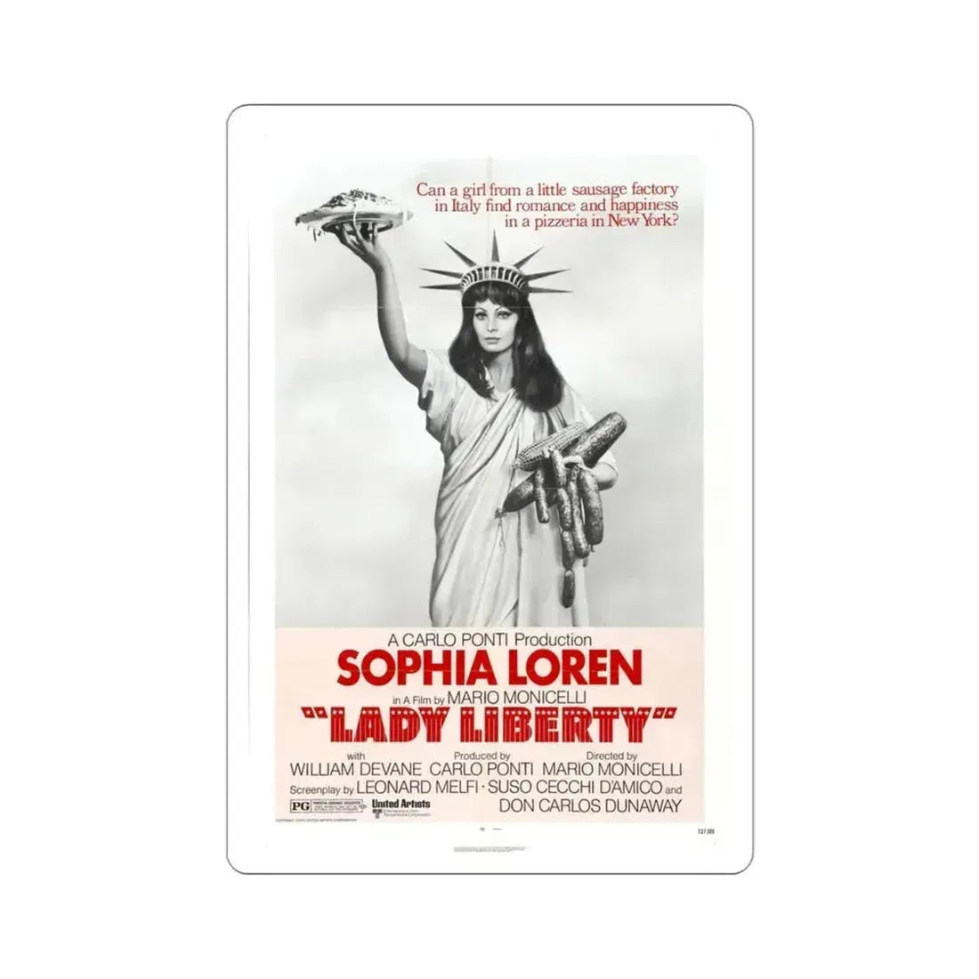 Lady Liberty 1972 Movie Poster STICKER Vinyl Die-Cut Decal 3 Inch - The Sticker Space