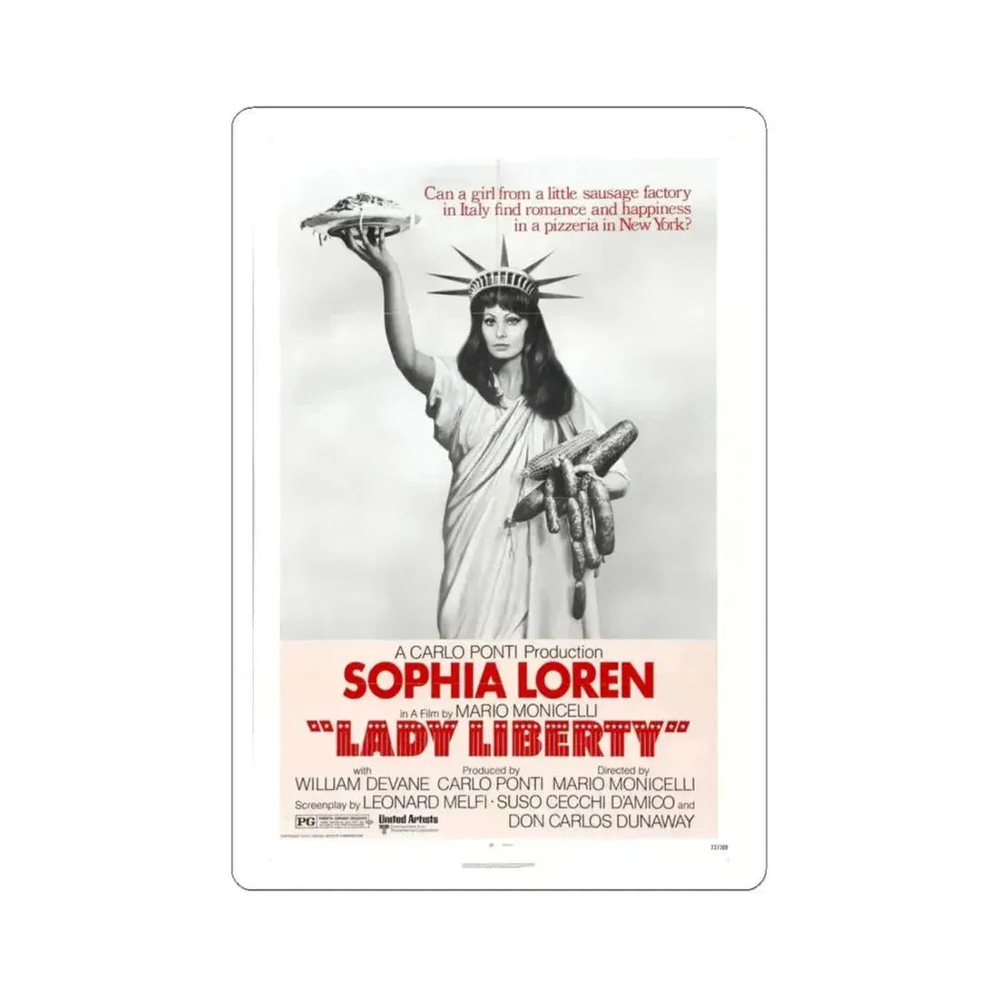 Lady Liberty 1972 Movie Poster - STICKER Vinyl Kiss-Cut Decal 6 Inch White - The Sticker Space