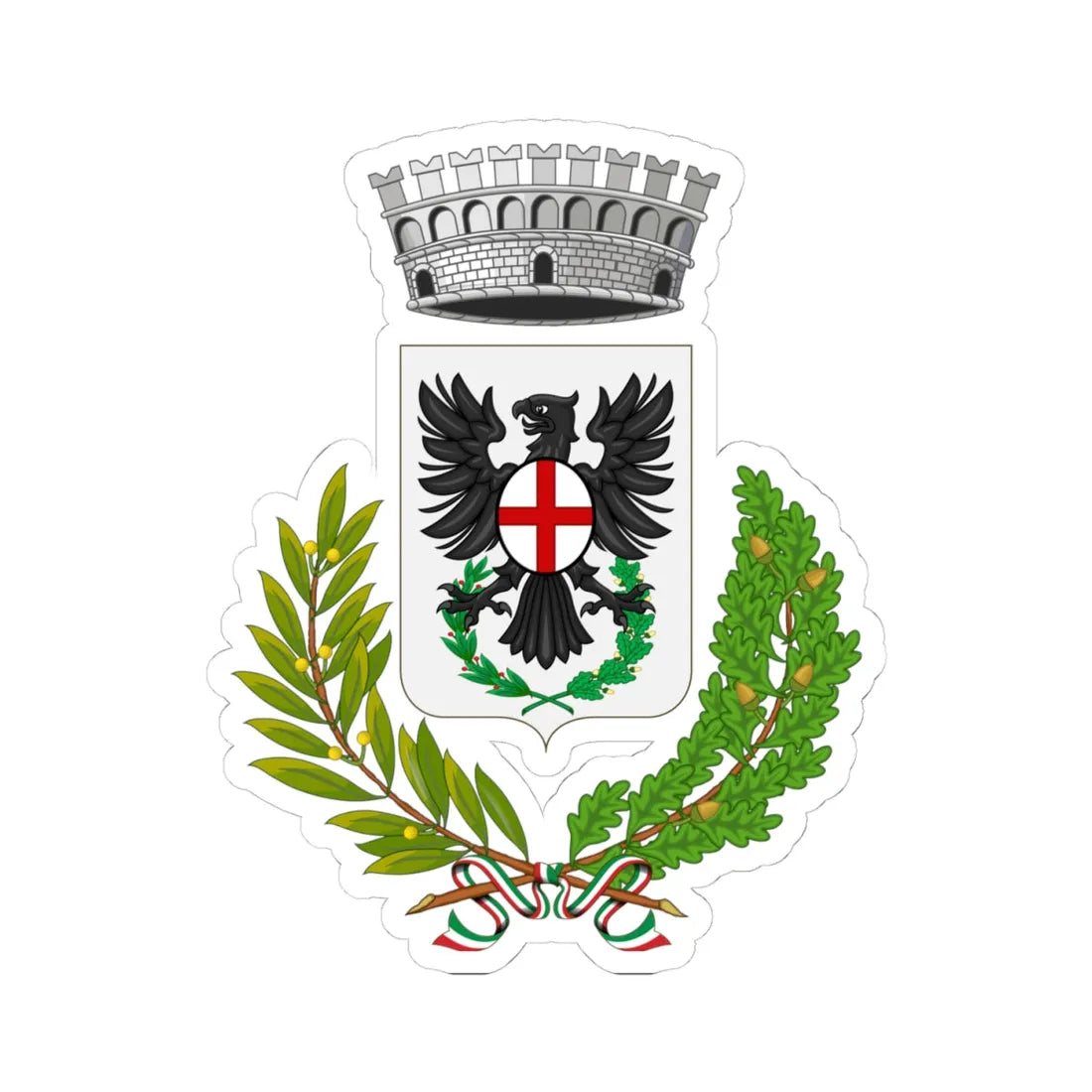 Laigueglia-Stemma (Italy) (Coat of Arms) STICKER Vinyl Kiss-Cut Decal 4 Inch White - The Sticker Space