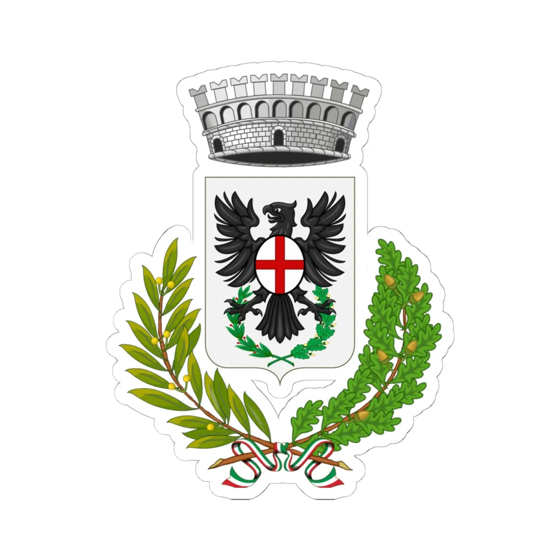 Laigueglia-Stemma (Italy) (Coat of Arms) STICKER Vinyl Kiss-Cut Decal 6 Inch White - The Sticker Space