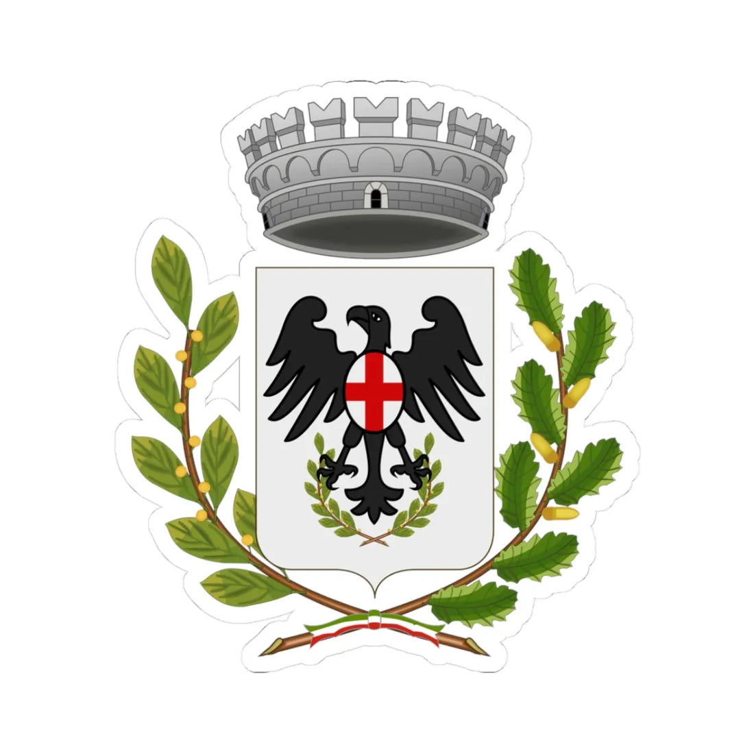 Laigueglia-Stemma Stile Waterbottle (Italy) (Coat of Arms) STICKER Vinyl Kiss-Cut Decal 3 Inch White - The Sticker Space