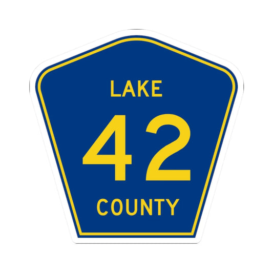 Lake County 42 (Florida) (Road Sign) STICKER Vinyl Kiss-Cut Decal 2 Inch White - The Sticker Space